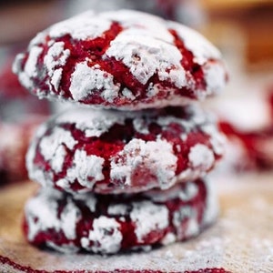 Red Velvet Cookies Rezept, Festliche Feiertage Cookies, Überraschen Sie Ihre Schritt Mom Backen, Digitaler Download Rote Kekse, leckere Kekse Rezept