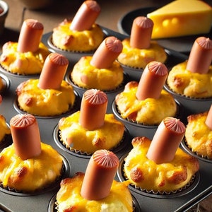 Hot Dog  Savory Muffins, School Snack Recipe, Cheese Muffins Instant Download Recipe, Appetizer Recipe, Funny Kids Recipe