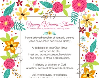 New Young Women Theme PRINTABLE / Updated YW Theme / LDS / Pretty ...