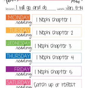 Come Follow Me Weekly Plan