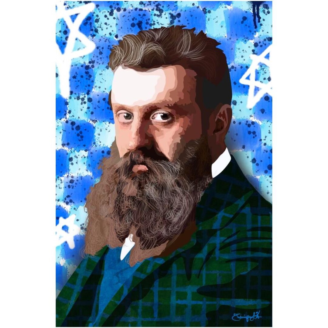 Herzl Portrait Theodore Herzl Zionist Hero Israeli Art Jewish Pride herzl-portrait-theodore-herzl-zionist-hero-israeli-art-jewish-pride