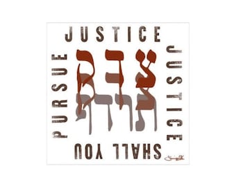 Justice Justice Shall You Pursue Art Print, Hebrew Social Justice Art, Jewish Poster, Giclee Art Prints