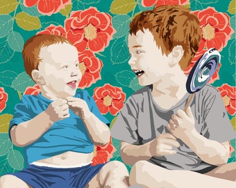 Beställningsfoto av bebis, beställningsfoto av par, beställningsfoto av barn, digital konst, illustration, present till mors dag