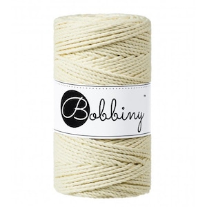 Bobbiny 3ply premium Macrame 3mm Rope, Cord Recycled Cotton 100m. Blonde
