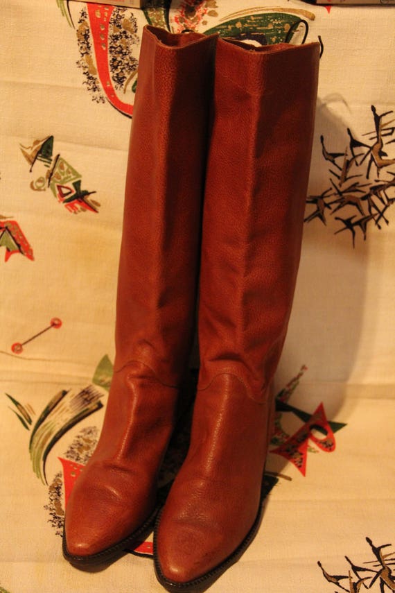 Glacee Brown Pebbled Leather High Riding Boots