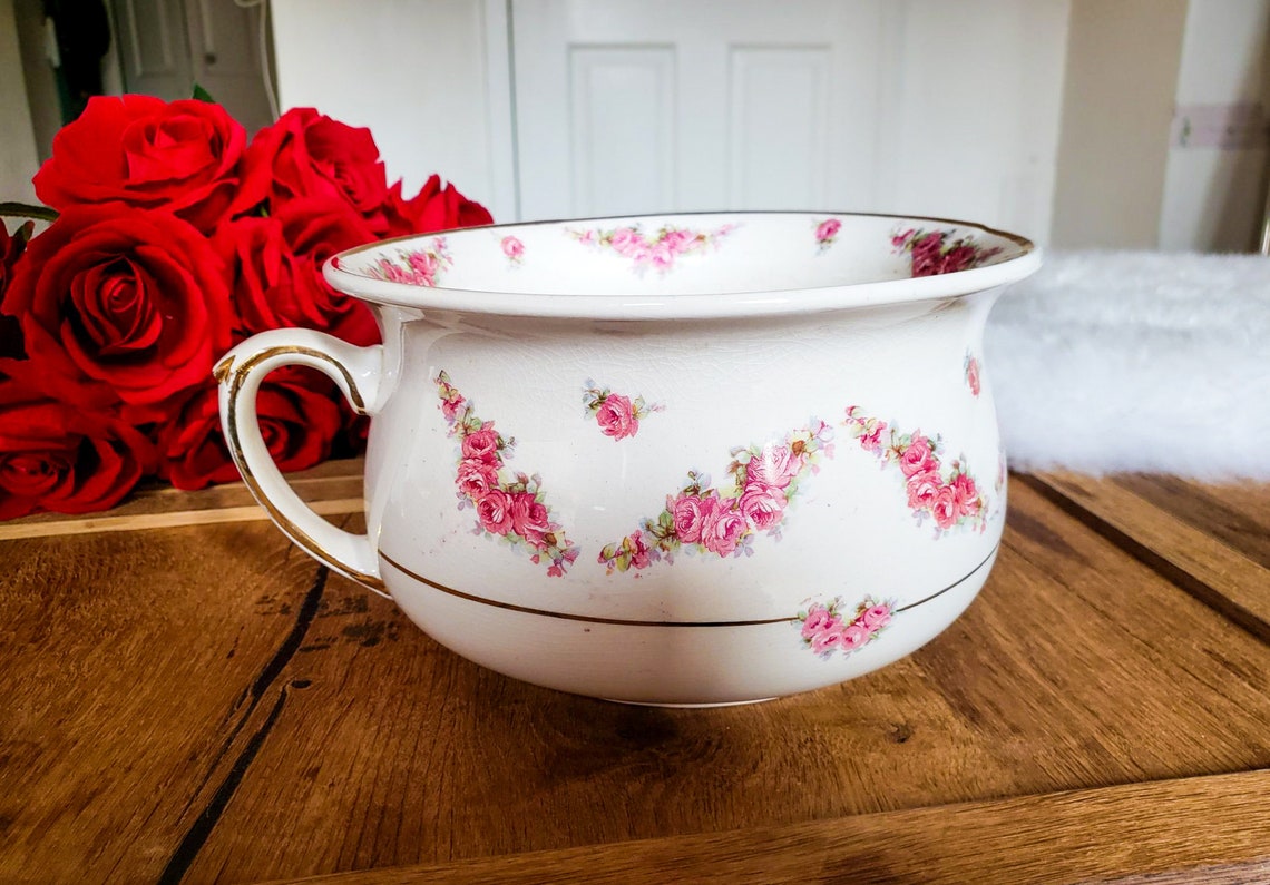 Arthur Wood Chamber Pot Made in England 1205 Roses & Gold Etsy