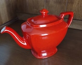 Hall 39 s Teapot Vintage Red Teapot 214 Mid-Century Red Retro Stoneware Teapot