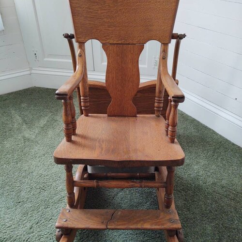No Shipping ~ shops Antique Highchair ~ Antique Chair ~ Child's Rocker ~ PICK UP ONLY ~ Collapsible Chair ~ Early American ~ Oak Furniture