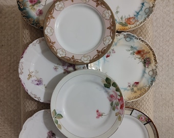 Set of 8 Vintage Dessert Plates ~ Mismatched Vintage Dessert Plates ~ Set of 8 ~ Antique China ~ Vintage Saucers