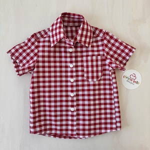 Boys Collared Shirt -  Red Gingham