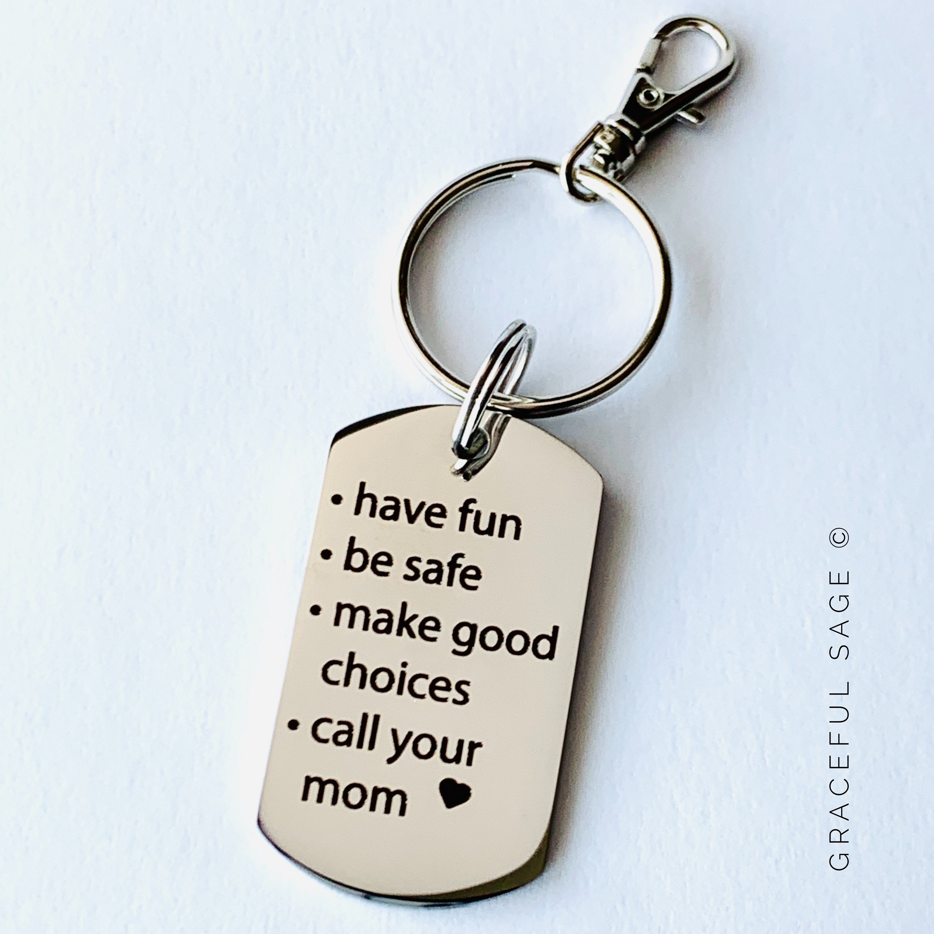 Have Fun Be Safe Make Good Choices and Call your Mom Stainless Steel  Keychain Gift for New Driver or Graduation Boy Keychain - AliExpress