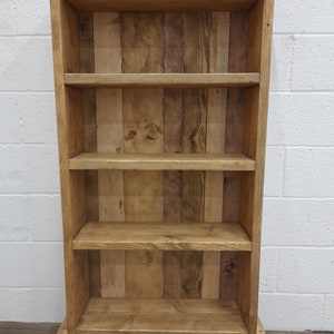 Handmade bookcase shelves rustic solid wood industrial