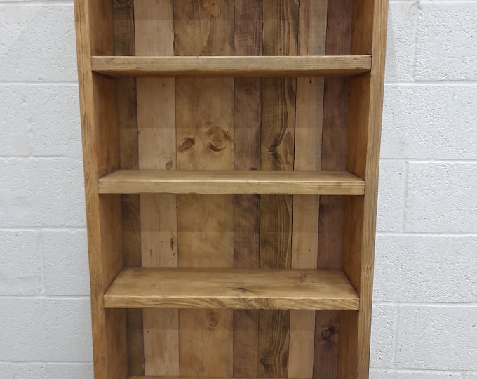 Handmade bookcase shelves rustic solid wood industrial