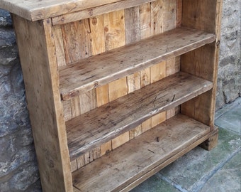 Handmade solid wood bookcase. reclaimed wood shelves rustic industrial