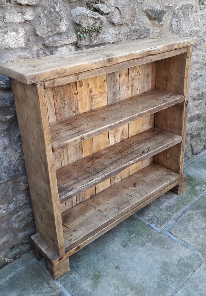 Handmade solid wood bookcase. reclaimed wood shelves 