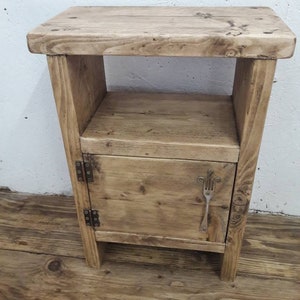 handmade wood bedside table side table rustic industrial