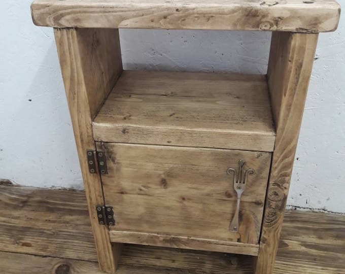 handmade wood bedside table side table rustic industrial