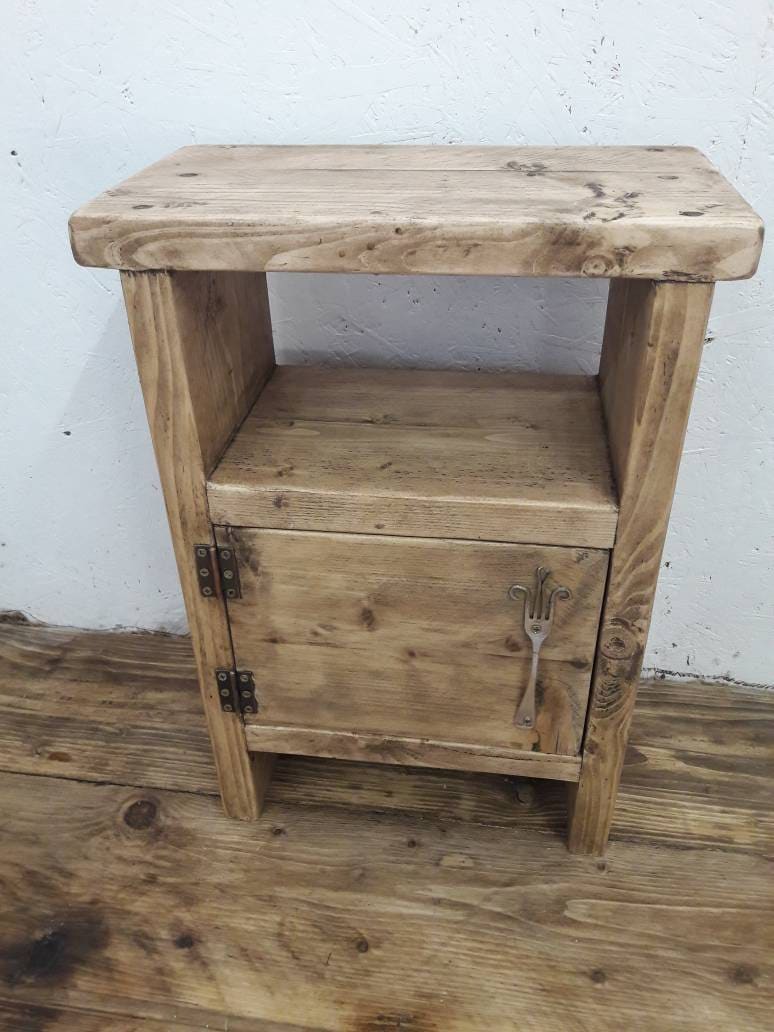 Handmade Wood Bedside Table Side Table Rustic Industrial Etsy