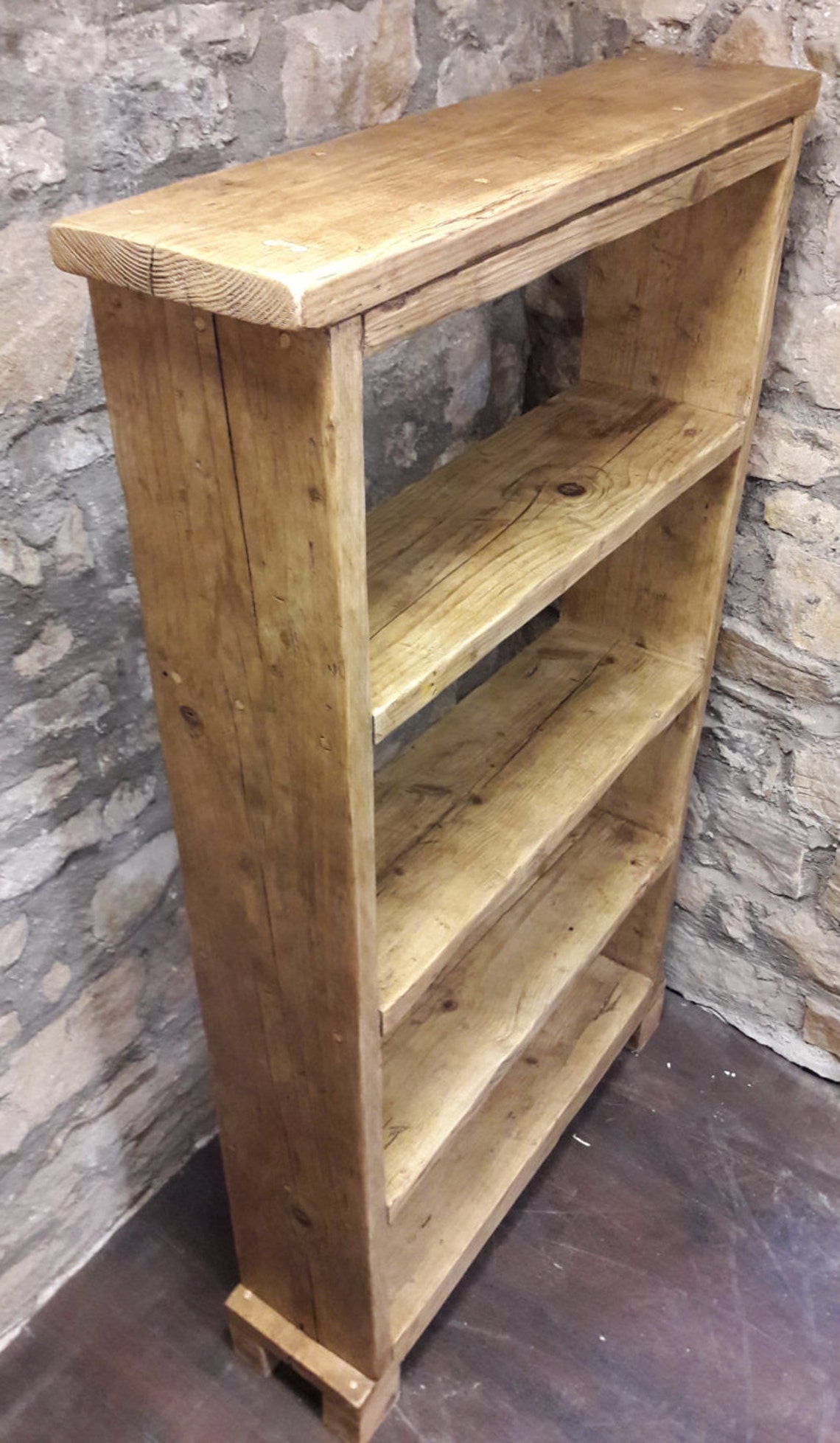 Handmade Reclaimed Wood Bookcase Shelves Rustic Etsy UK