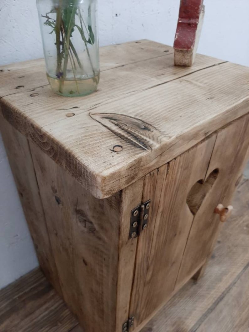 Handmade bedside table nightstand vanity unit washstand rustic reclaimed wood image 6