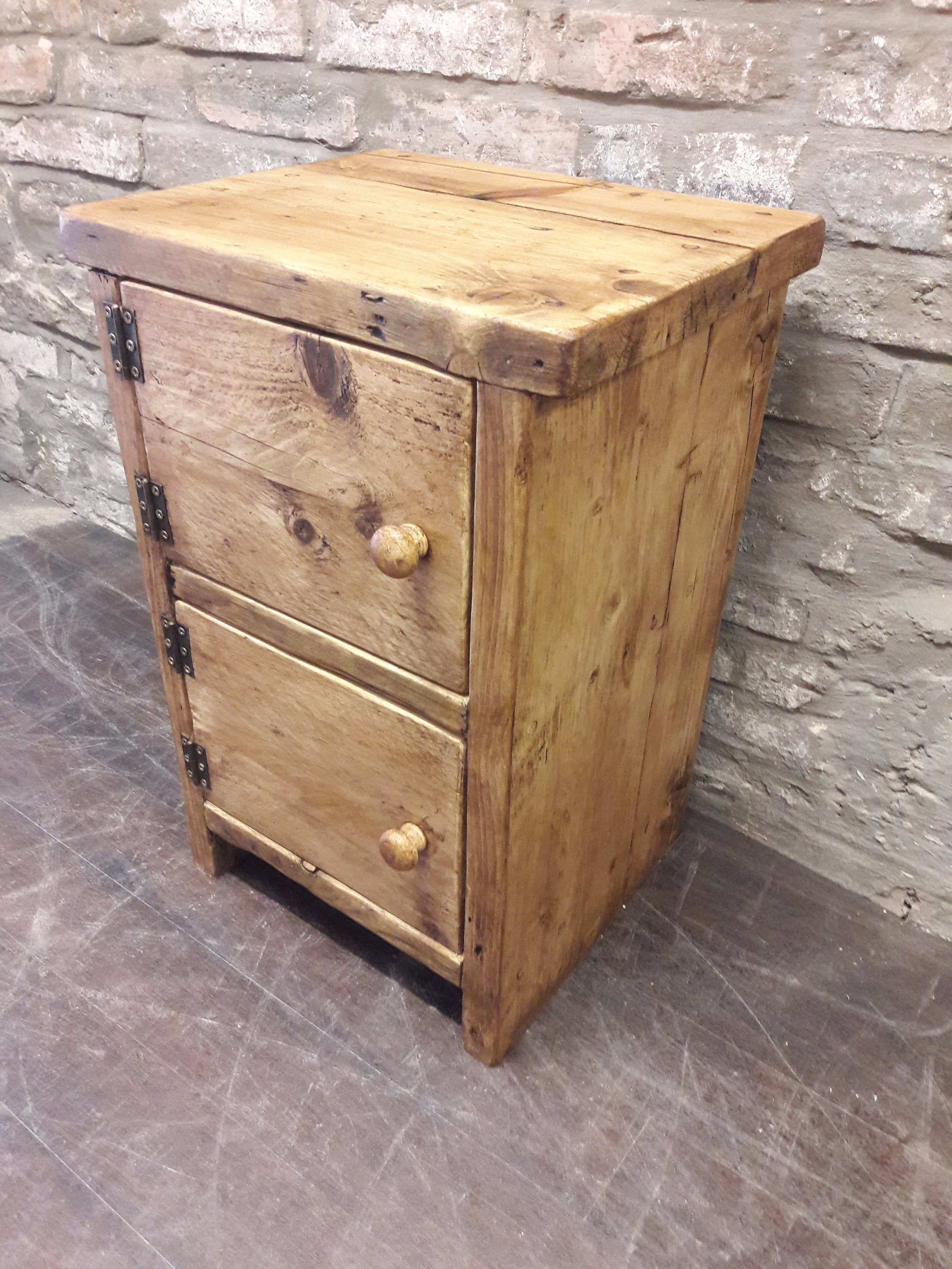 Handmade bedside table side table cupboard reclaimed wood