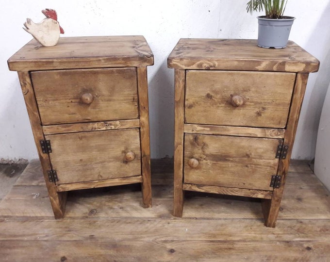 pair of handmade bedside table with drawer night stand vanity unit side table