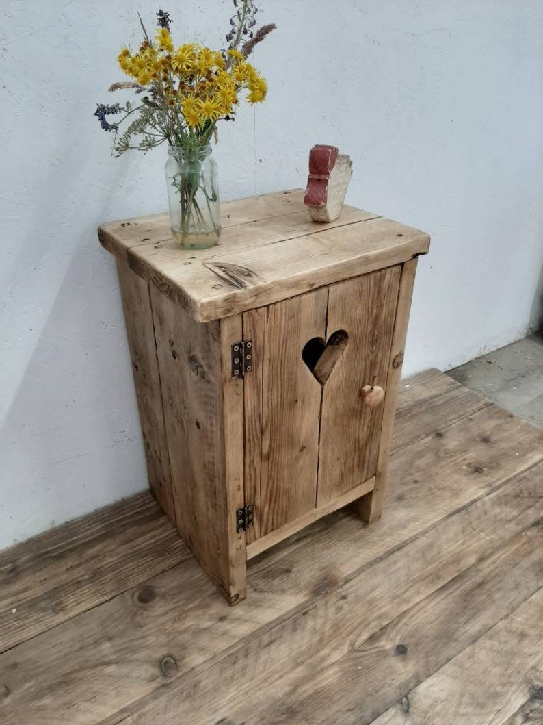 Handmade bedside table nightstand vanity unit washstand rustic reclaimed wood image 5