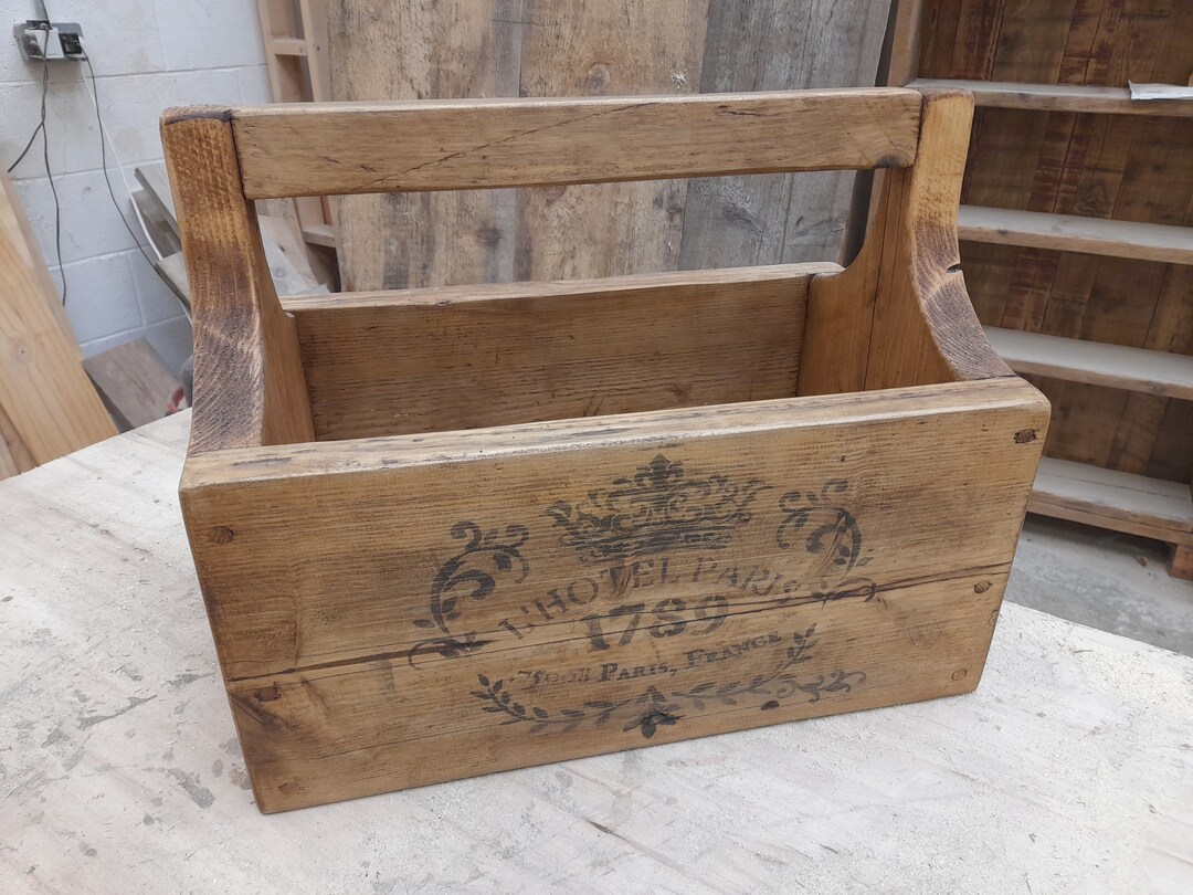 Handmade Wooden Storage Box / Trug / Tool Box Kindling Store Rustic