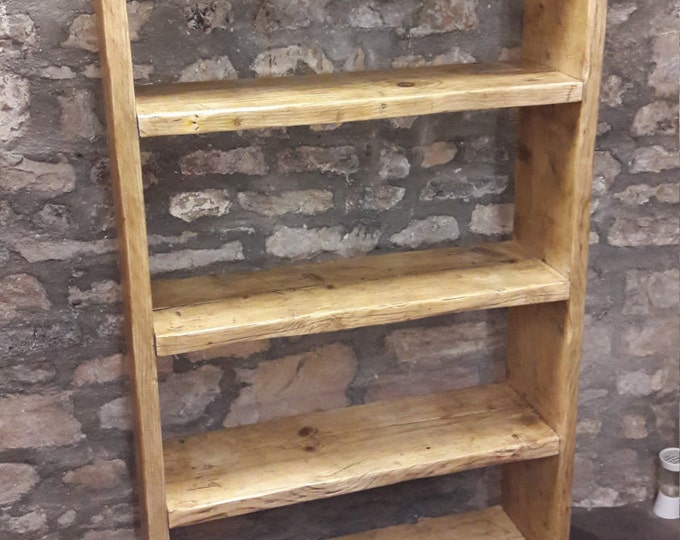 Handmade reclaimed wood bookcase shelves rustic