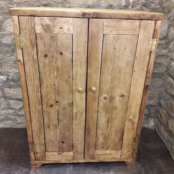Linen press wardrobe kitchen cupboard amoire handmade reclaimed wood storage Etsy