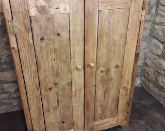 Linen press wardrobe kitchen cupboard amoire handmade reclaimed wood storage