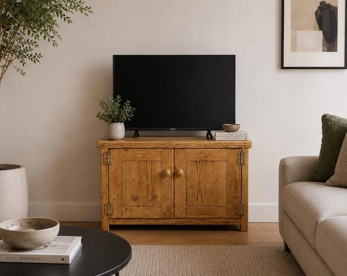 Handmade TV media unit stand rustic cupboard
