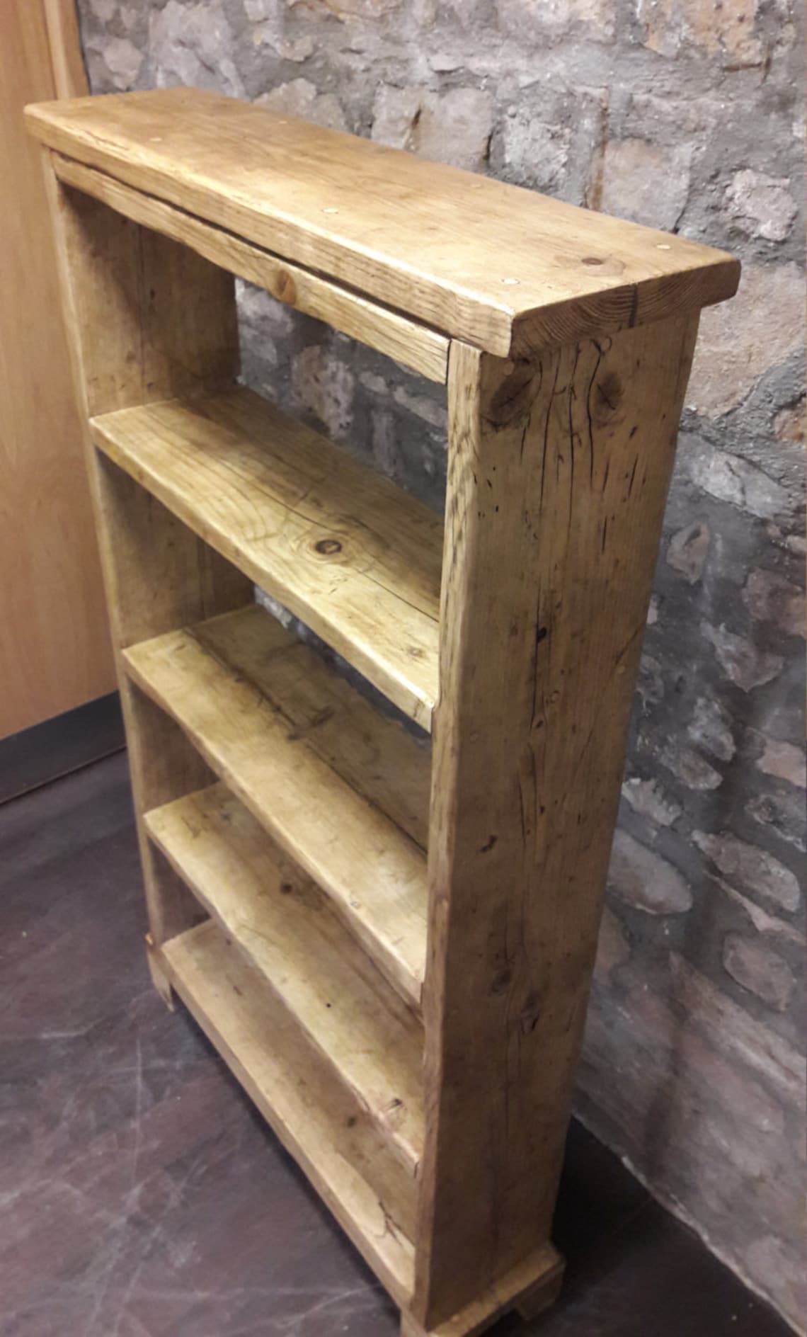 Handmade Reclaimed Wood Bookcase Shelves Rustic Etsy UK