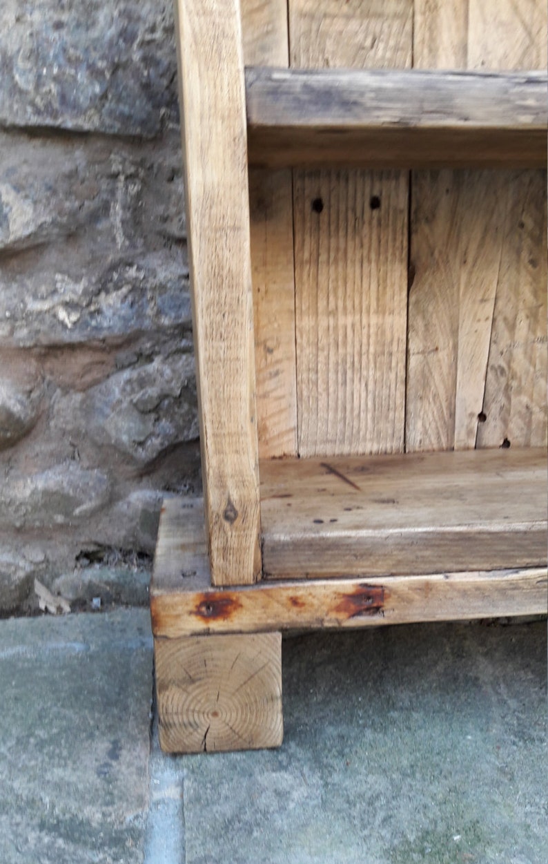 Handmade Solid Wood Bookcase. Reclaimed Wood Shelves Rustic Industrial ...