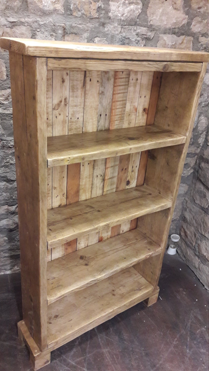 Handmade Bookcase Shelves Rustic Solid Wood Industrial Etsy UK