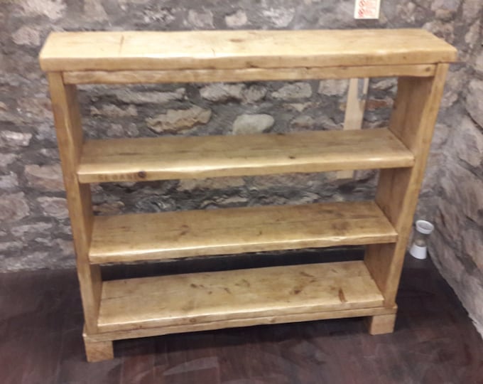 Handmade wooden bookcase shelf rustic reclaimed wood