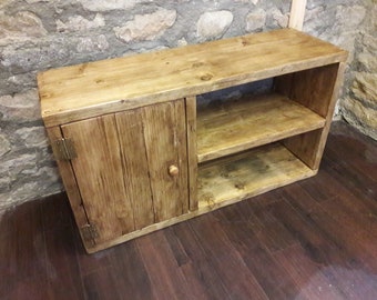 Handmade media TV unit hall bench storage reclaimed wood sideboard