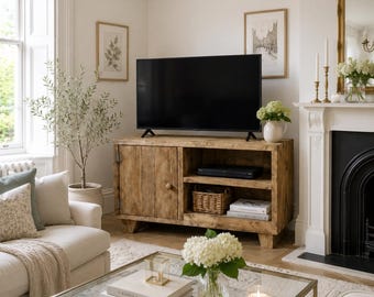 Handmade media TV unit hall storage side board cupboard reclaimed wood