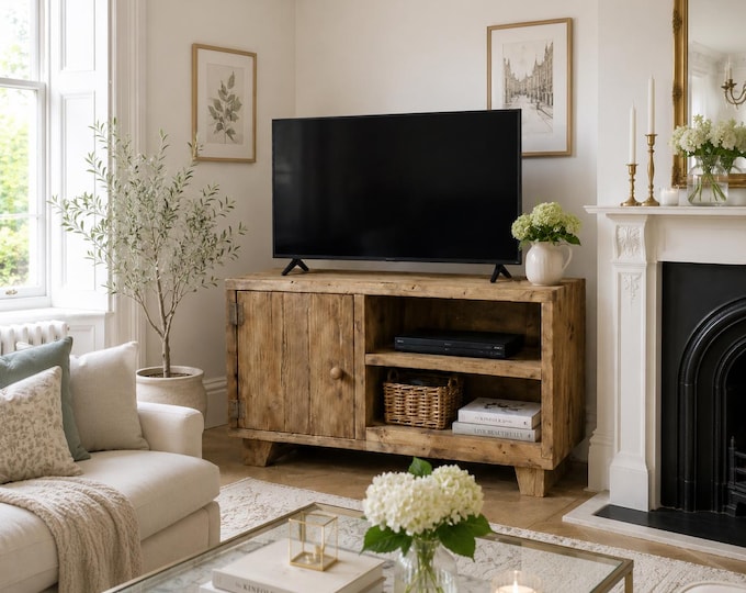 Handmade media TV unit hall storage side board cupboard reclaimed wood