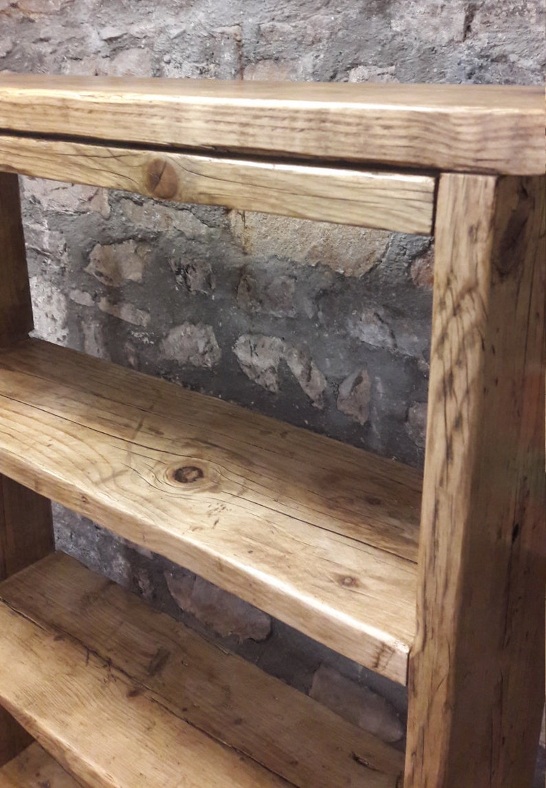 Handmade Reclaimed Wood Bookcase Shelves Rustic Etsy UK