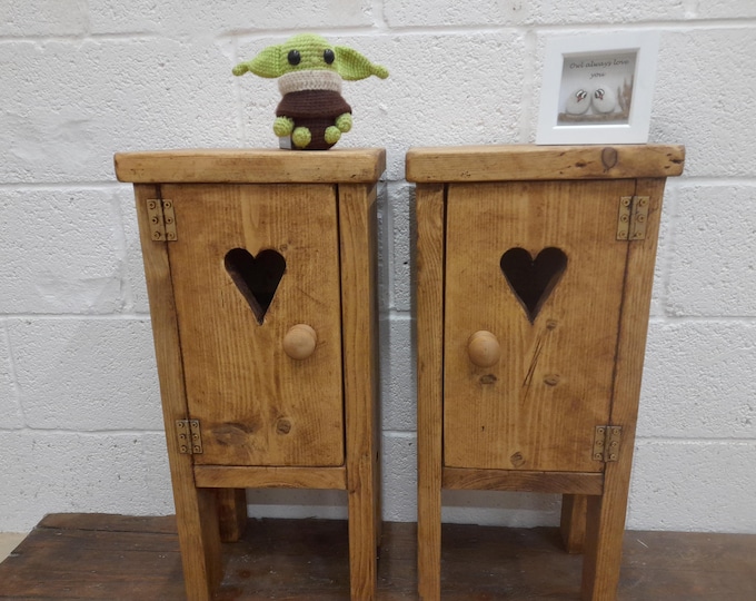Handmade bedside table side table nightstand reclaimed wood scaffold board rustic industrial