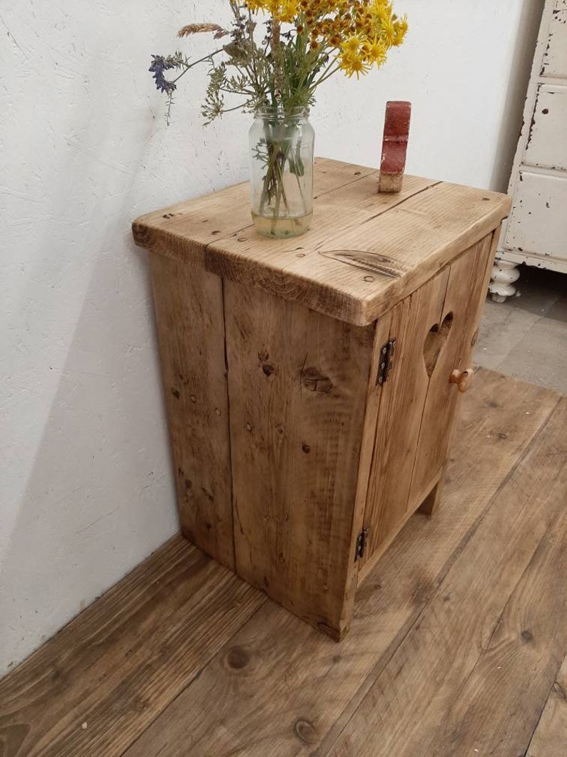 Handmade bedside table nightstand vanity unit washstand rustic reclaimed wood image 3