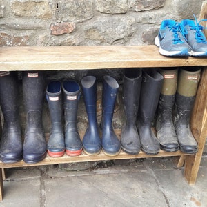 Rustic Handmade wooden shoe rack shelf reclaimed wood shabby chic image 1