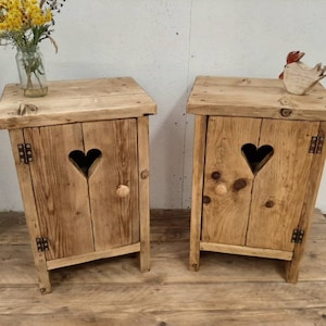 2 x Handmade bedside tables nightstands vanity units washstand reclaimed wood
