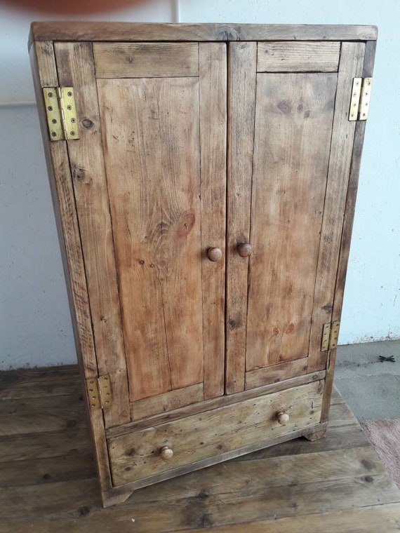 Handmade Wardrobe Linen Press With Drawer. Reclaimed Wood Rustic