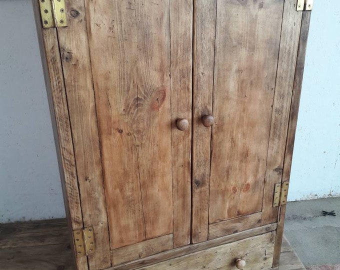 Handmade wardrobe linen press with drawer. reclaimed wood rustic