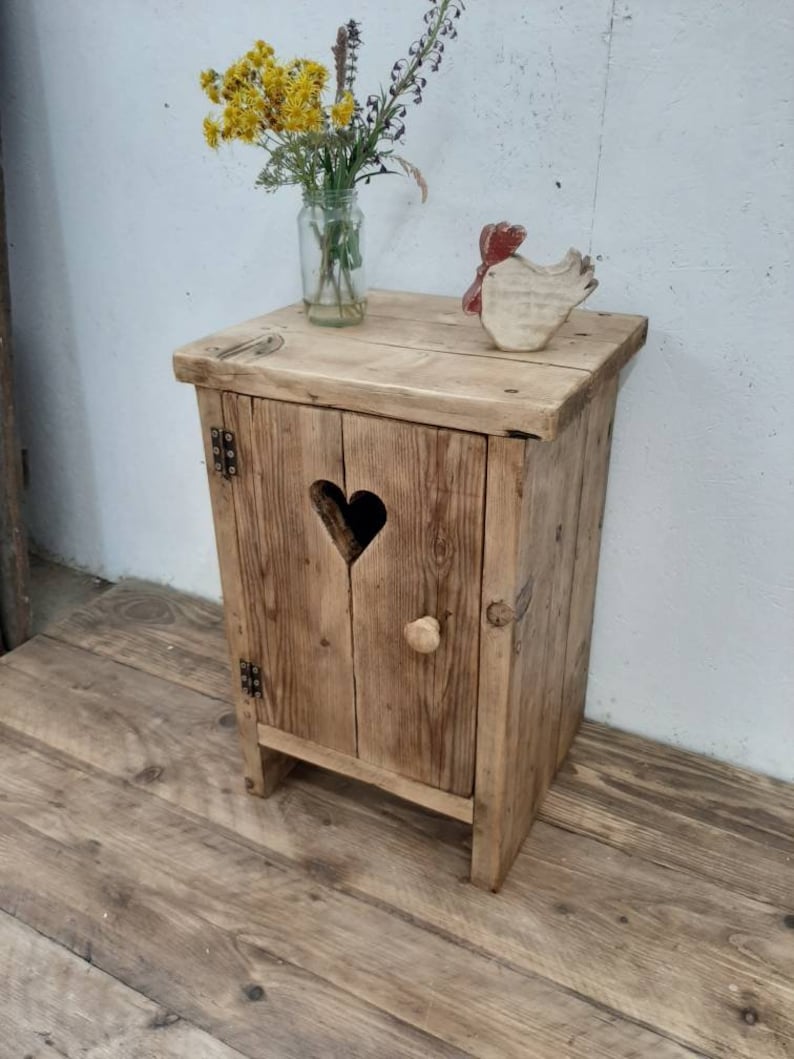 Handmade bedside table nightstand vanity unit washstand rustic reclaimed wood image 4