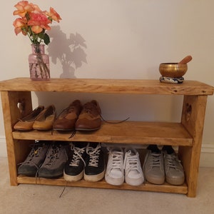 Reclaimed wood hallway bench / shoe storage / shoe bench / shoe rack / hall bench