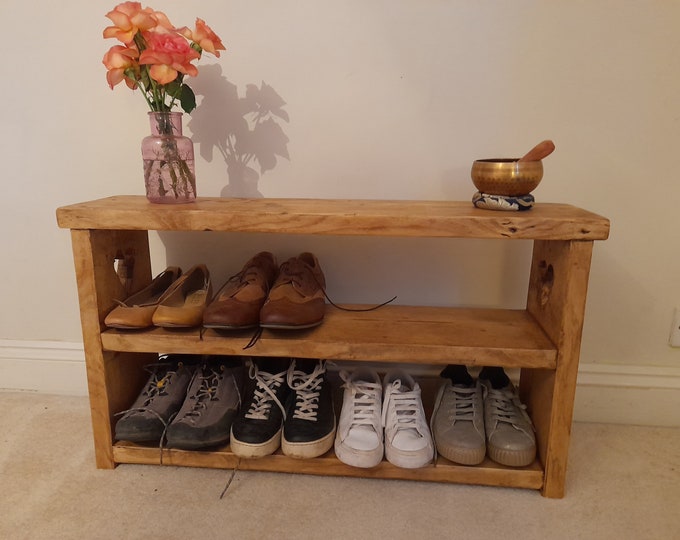 Reclaimed wood hallway bench / shoe storage / shoe bench / shoe rack / hall bench