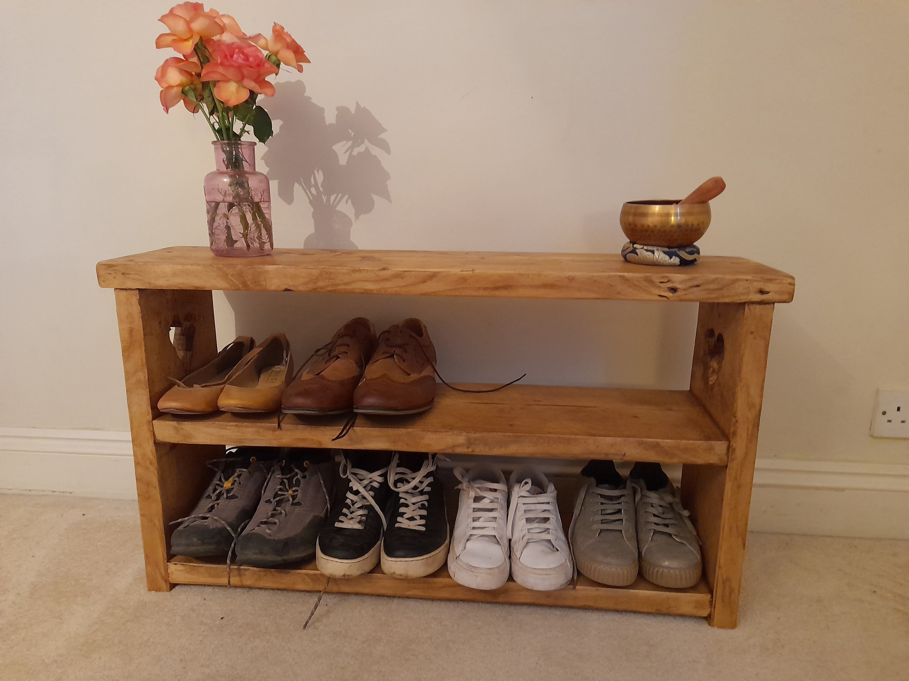 Reclaimed wood hallway bench / shoe storage / shoe bench / shoe